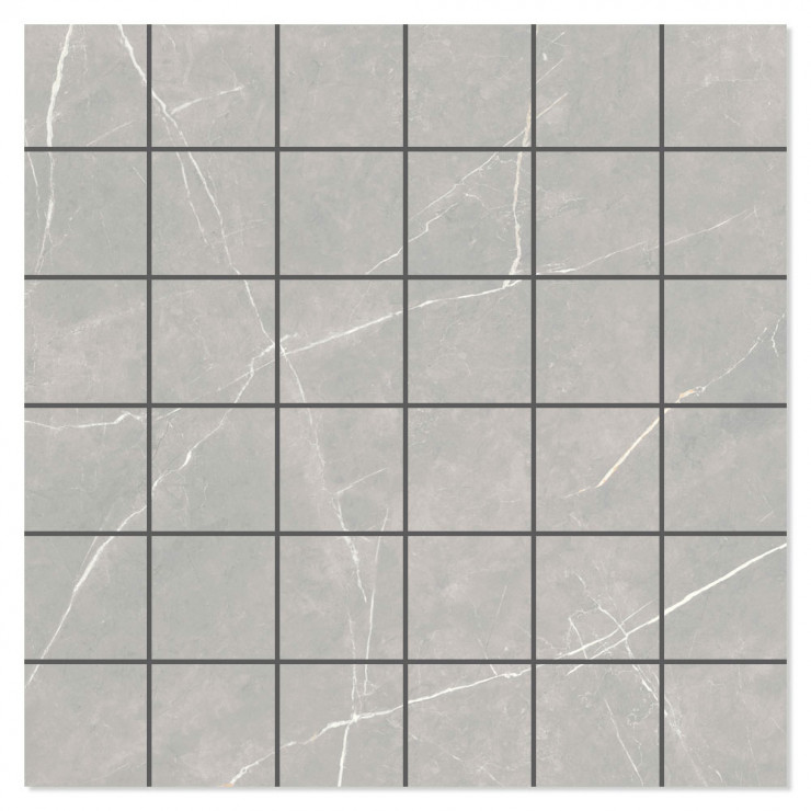 Marmor Mosaik Klinker Royal Grå Polerad 30x30 (5x5) cm-0